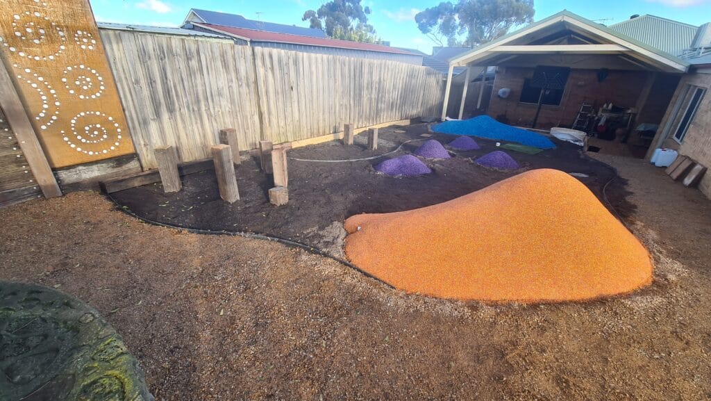 Backyard adventure zone with synthetic turf and balance equipment, Melbourne west