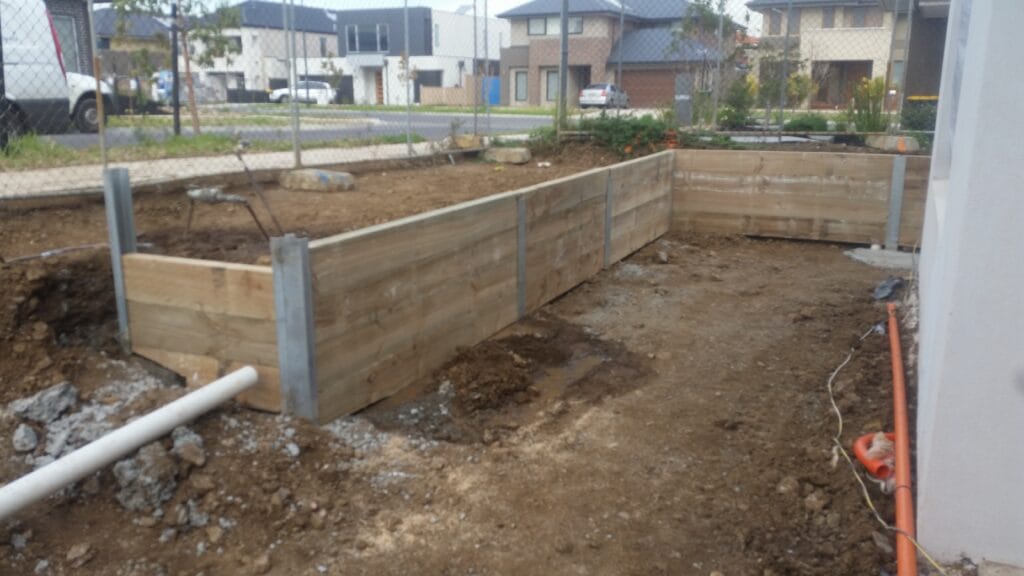 Retaining wall footing and drainage installation, Melbourne west