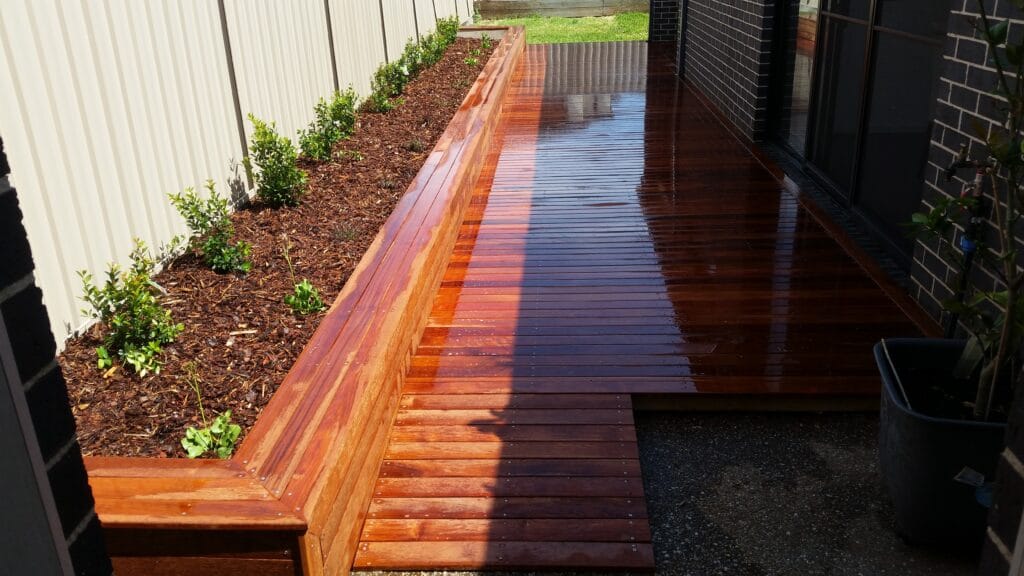 Completed retaining wall with drainage, Melbourne west