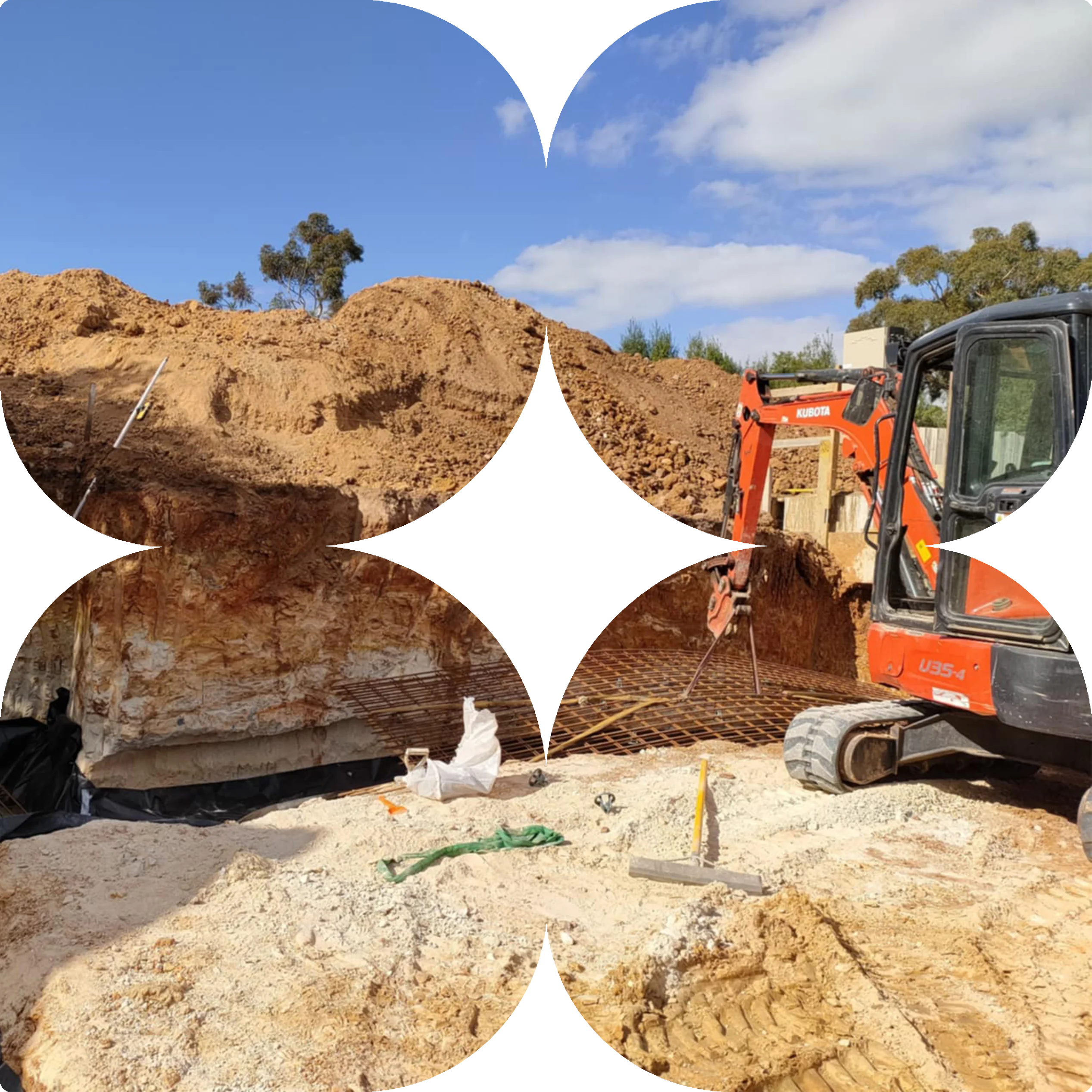 Earthworks and excavation site in Bacchus Marsh – mini excavator with exposed clay soil
