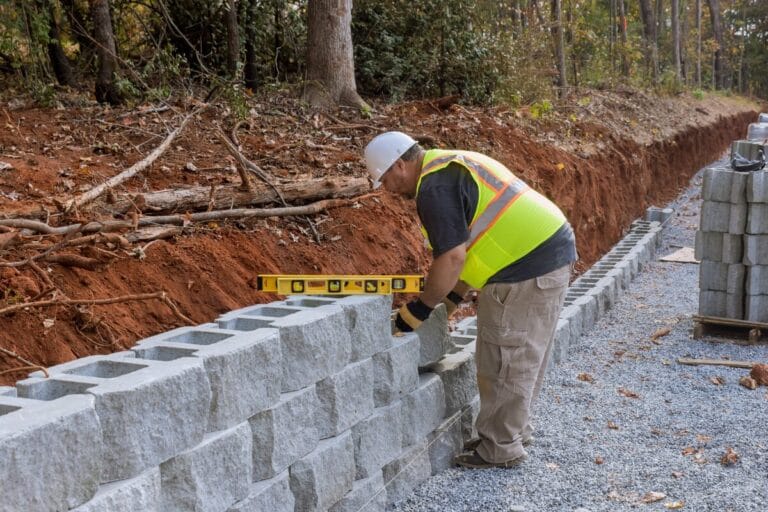 Retaining wall under construction in Moorabool Shire by CreationScapes